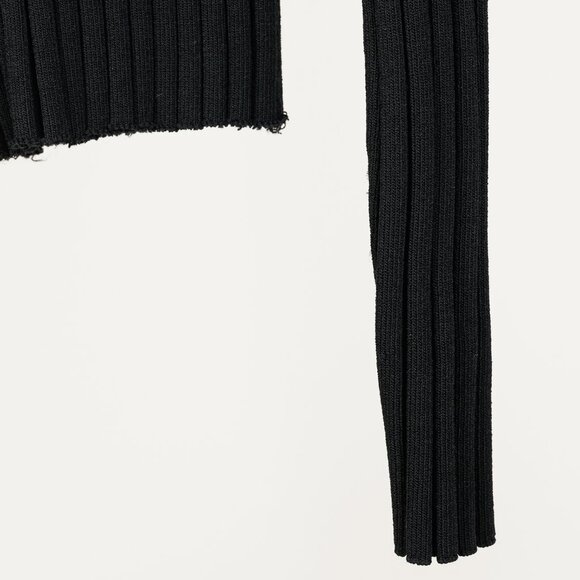 Cinq a Sept Pices Black Wide-Ribbed Knit Long Sleeve Pullover - Picture 5 of 8